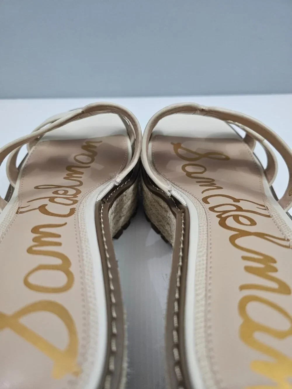 Sam Edelman Laine Platform Wedge Sandal Womens 9.5 Ivory Slip On Lug Sole NEW